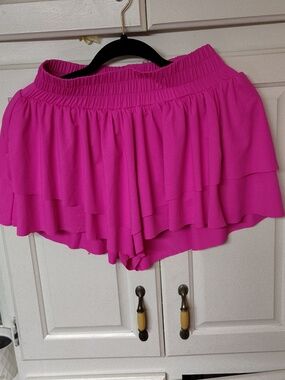 Bright Fuchsia Tiered Ruffle Shorts